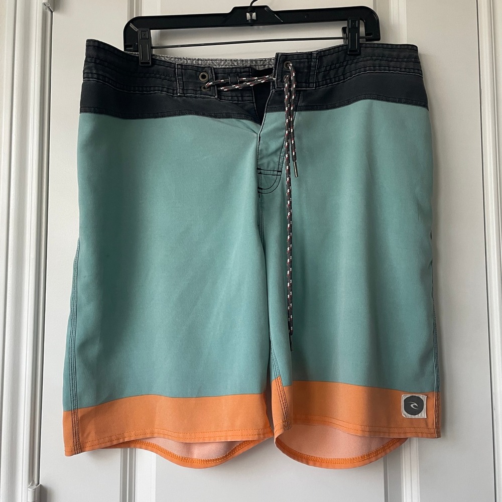 Rip Curl Surf Craft Men's Board Shorts/Swim Size 34 Blue/Gray w/Back Pocket